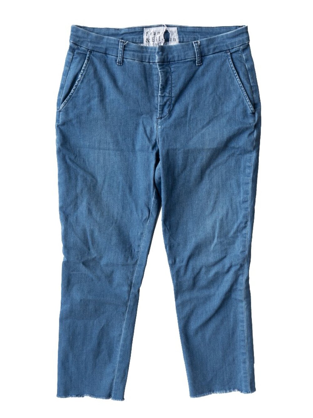 Frank & Eileen Wicklow Raw Hem Performance Denim Straight Leg Crop Jeans Sz 10 - Picture 2 of 13